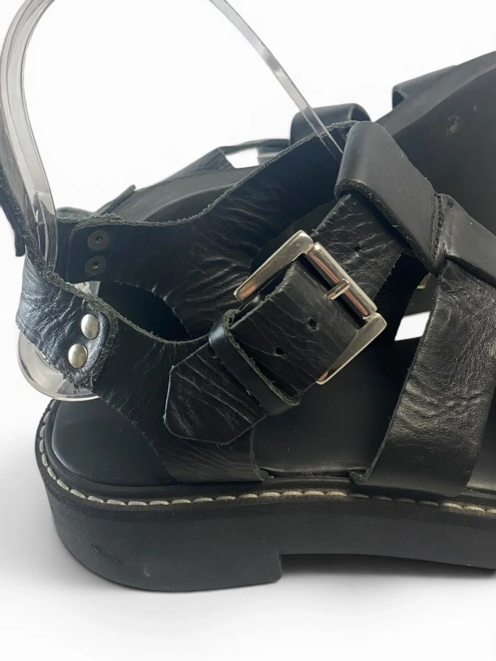 & Other Stories Chunky Leather Gladiator Sandals in Black Size 37